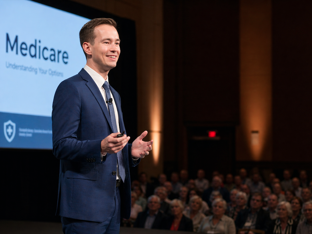 Ashton Glines presenting at Medicare Conference